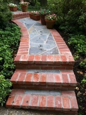 brick walkway with stairs