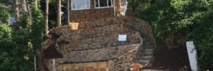Installed Tiered Retaining Wall with Veneer Stone, Veneered House in Crownsville